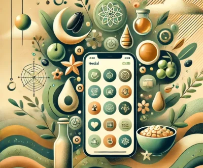 an abstract illustration for the Halal Recipe and Meal Planner app, capturing the balance of wellness, faith, and ease of use.